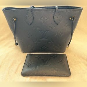 Genuine Louis Vuitton Neverfull MM - Monogram Empreinte Black Leather